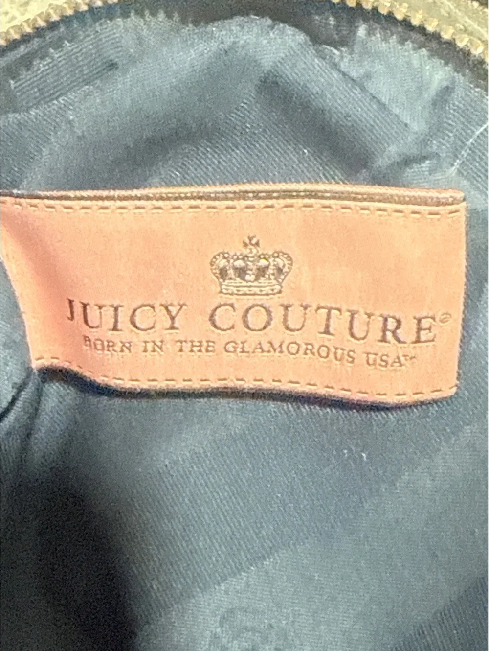 Y2K Juicy Couture Gray Leather Modern Queen Baroque Satchel with Chevron Detail